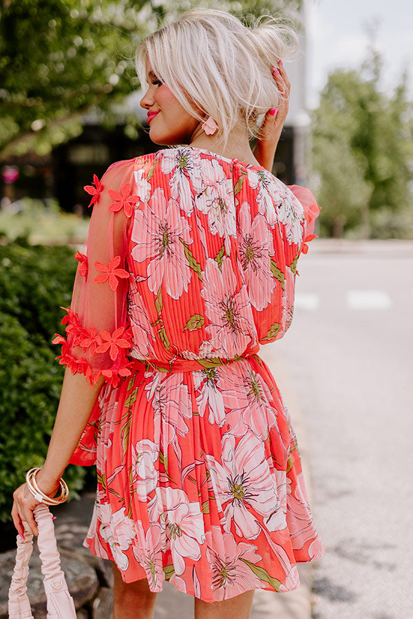 Ultimate Enchanted Pleated Dress - Coral Elegance