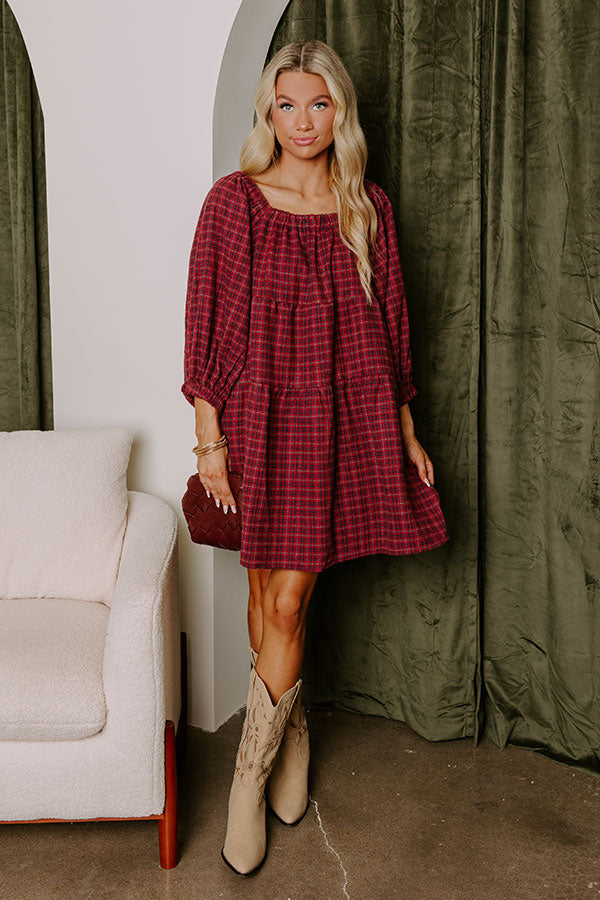 Premium Pumpkin Spice Plaid Mini Dress - Ultimate Cozy Style