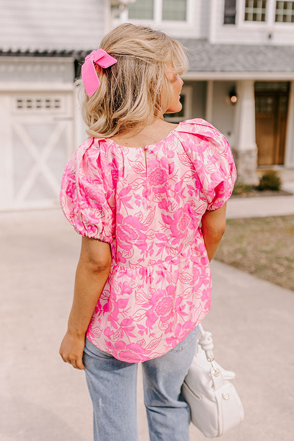 Premium Floral Jacquard Top - Petal Perfection