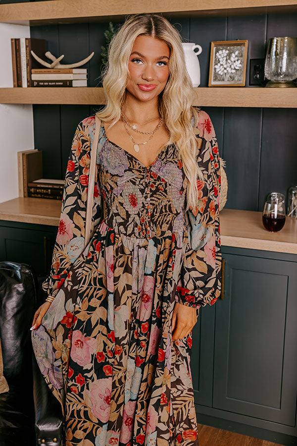 Premium Fall Dreaming Floral Midi Dress