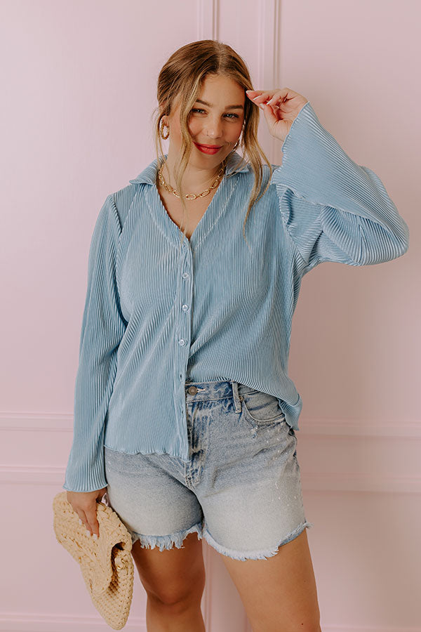 Ultimate Keen On You Pleated Button-Up Top