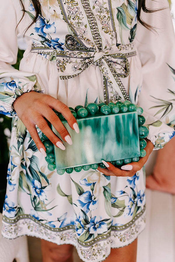 Premium Jade Acrylic Clutch with Detachable Chain