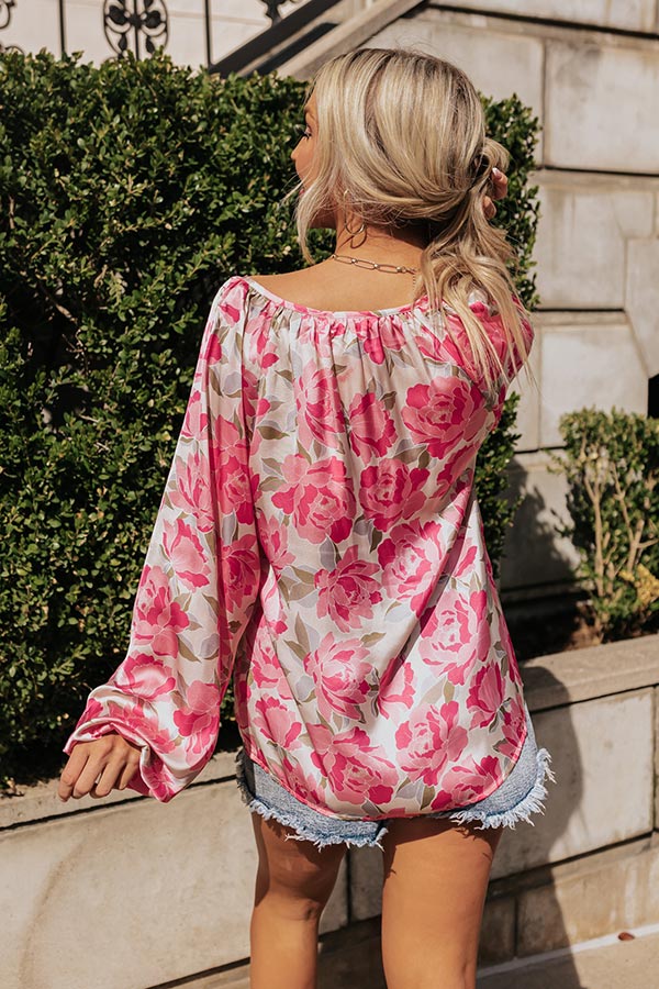 Premium Light Pink Floral Chiffon Top - Effortless Elegance