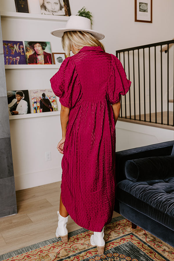 Premium Wine Tasting Ready Midi Dress in Sangria - Ultimate Fall Style