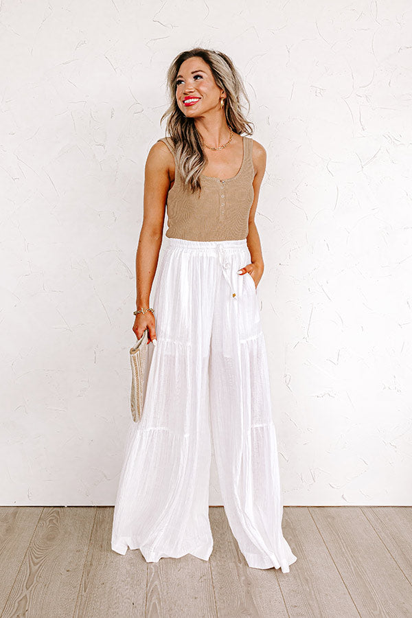 Premium High Waist Beach Pants - Ultimate Comfort in White