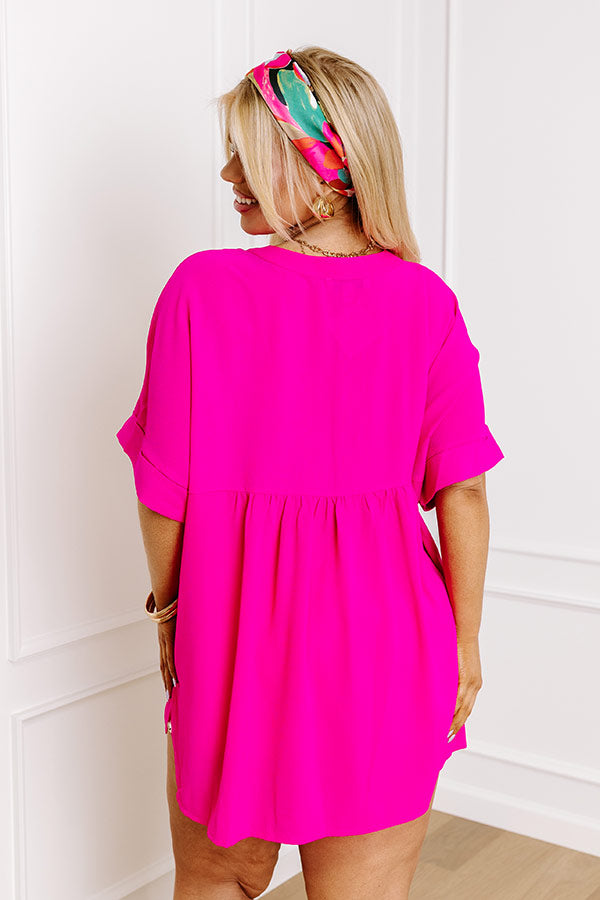 Premium City Escape Shift Top - Hot Pink Curves | Ultimate Urban Chic