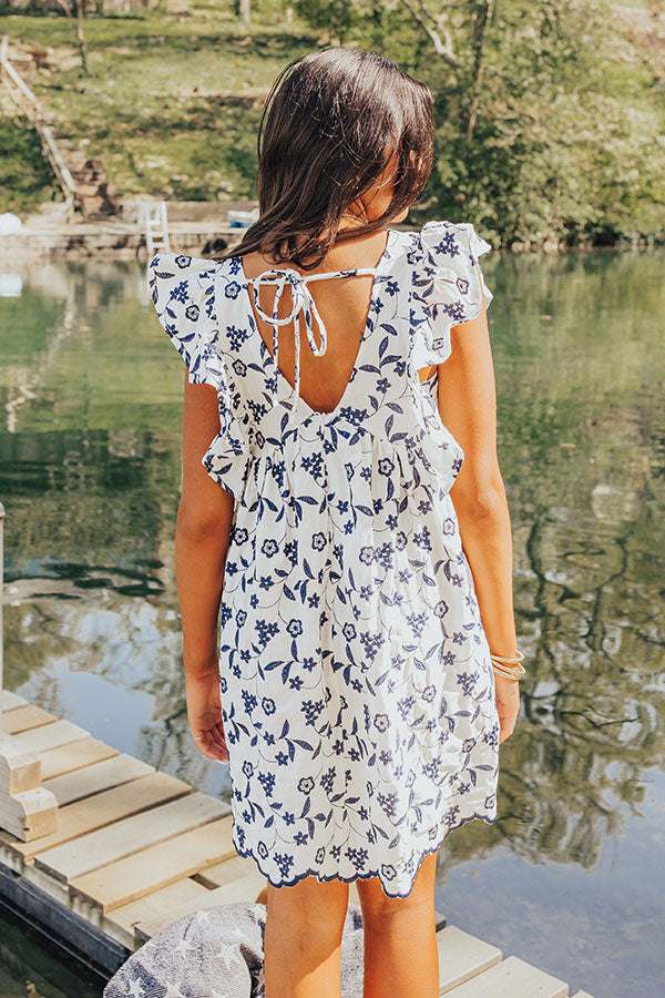 Premium Navy Embroidered Babydoll Dress - Vacay Ready Style