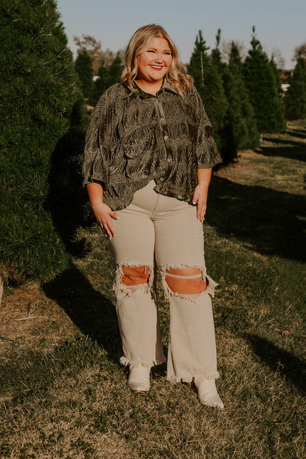 Premium Roman Holiday Velvet Top - Martini Olive Curves