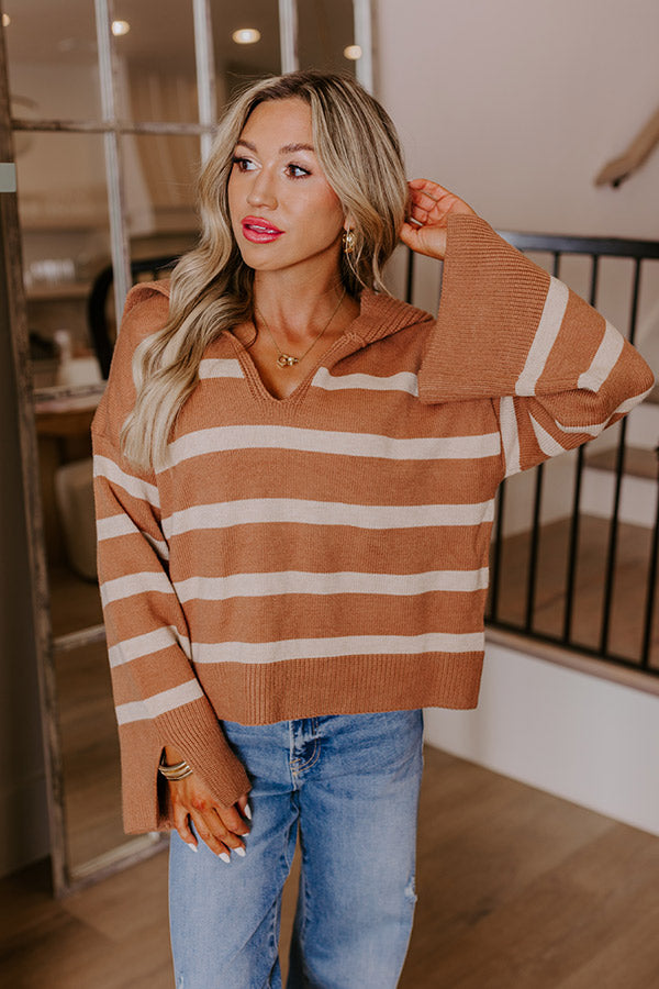 Ultimate Comfort: Iced Mocha Striped Oversized Sweater