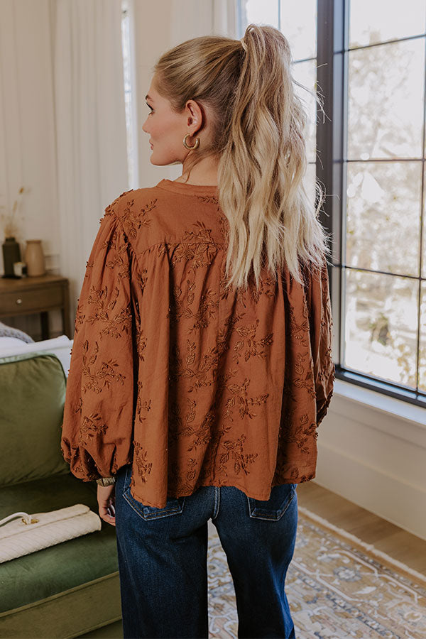 Premium Lost In Love Embroidered Button-Up Top in Brown | Ultimate Style Upgrade