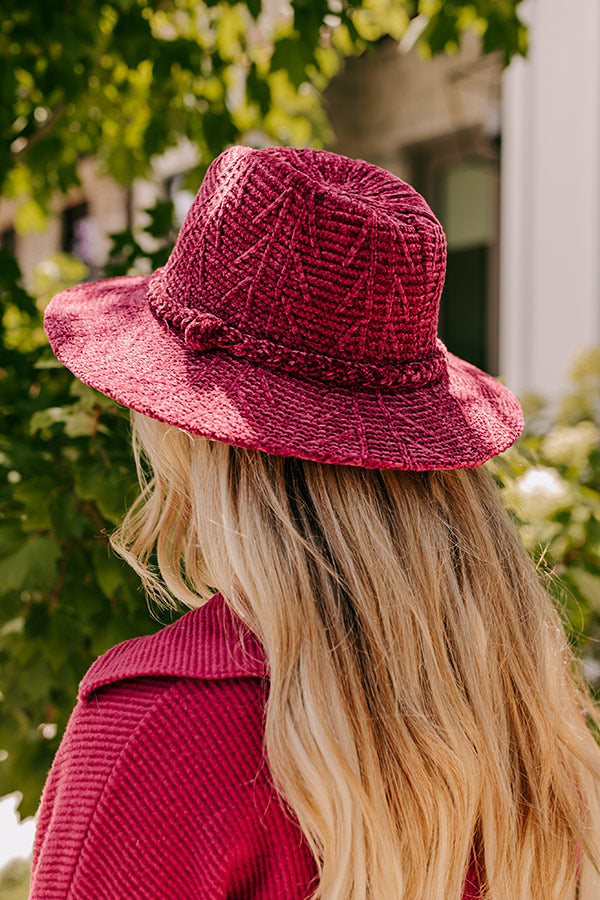 Premium Fall Dreaming Chenille Fedora Hat in Wine - Ultimate Style Upgrade