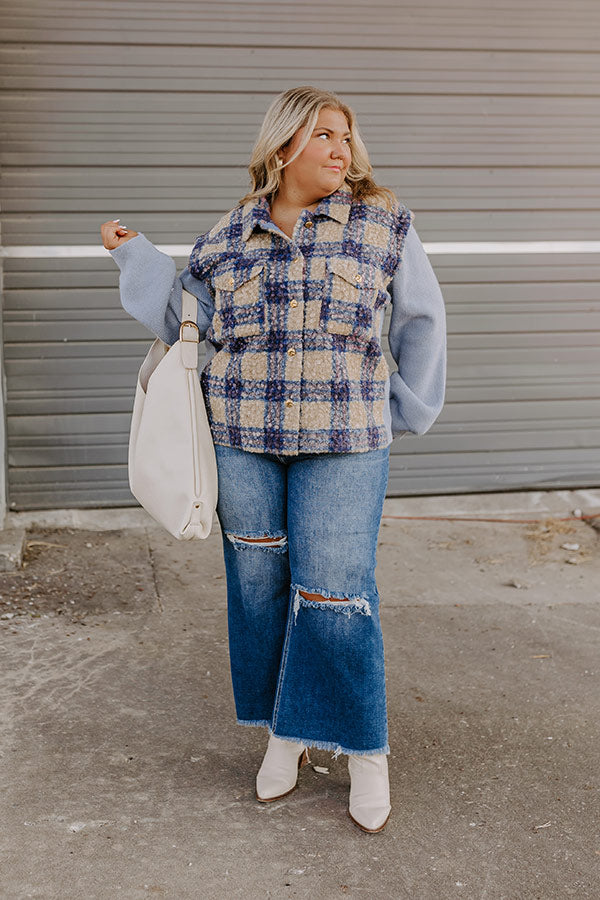 Premium Blue Curves Plaid Jacket – Ultimate Fall Style