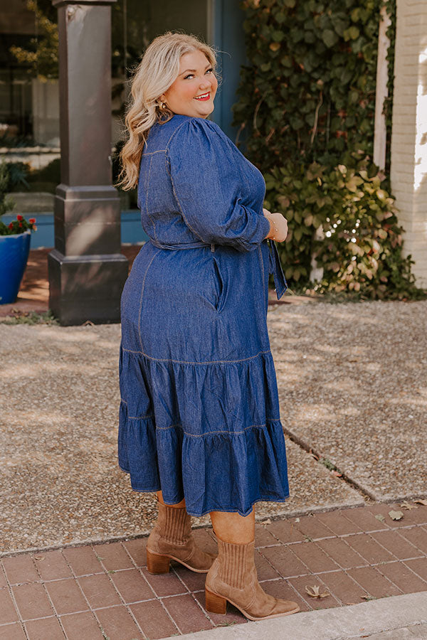 Premium Endless Love Story Chambray Midi Dress