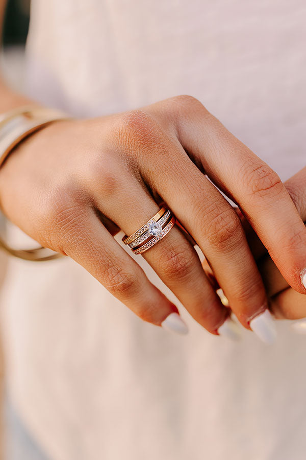 Ultimate Sparkle Avenue Tri-Color Ring Set