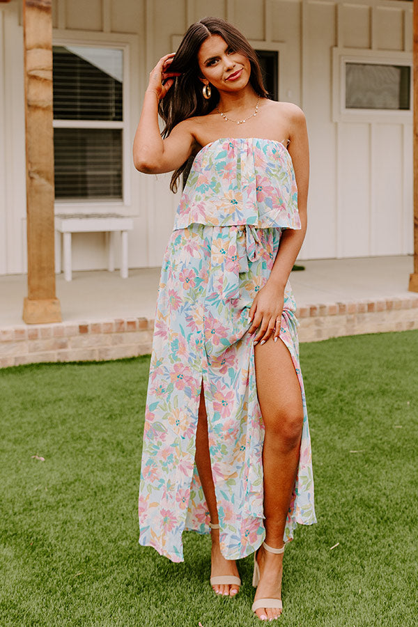 Ultimate Tropical Maxi Dress in Sky Blue