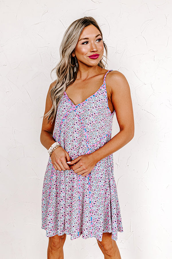 Ultimate Feminine Floral Shift Dress in Soft Pink