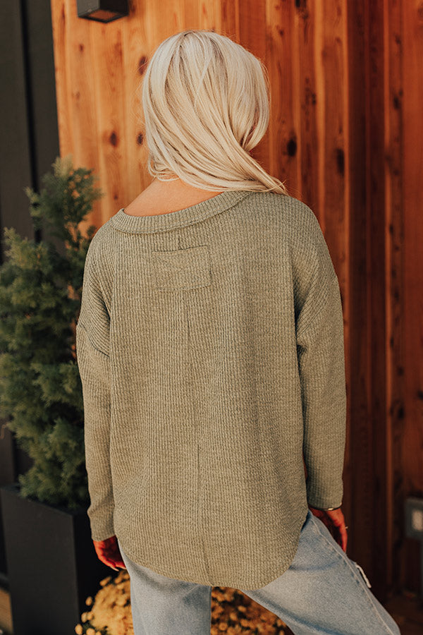 Ultimate Cozy Ribbed Tee in Sage - Everyday Essential