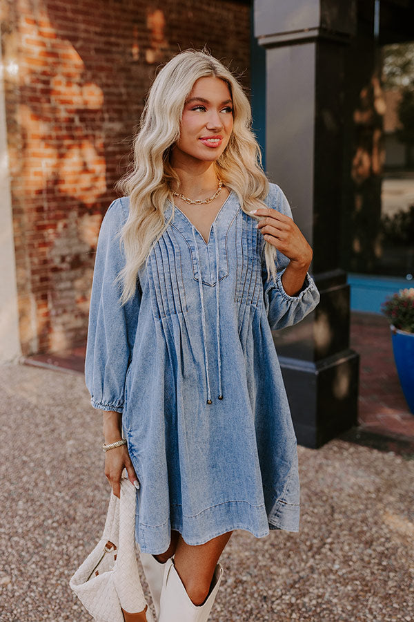 Ultimate Chambray Pleated Mini Dress - Effortless Style