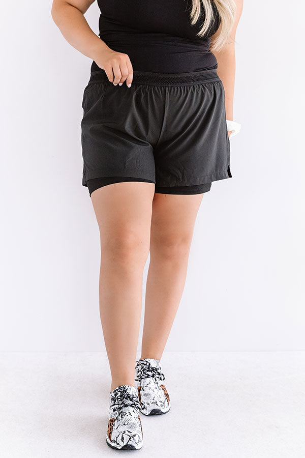 Premium Plus-Size Above & Beyond Active Shorts - Black Curves