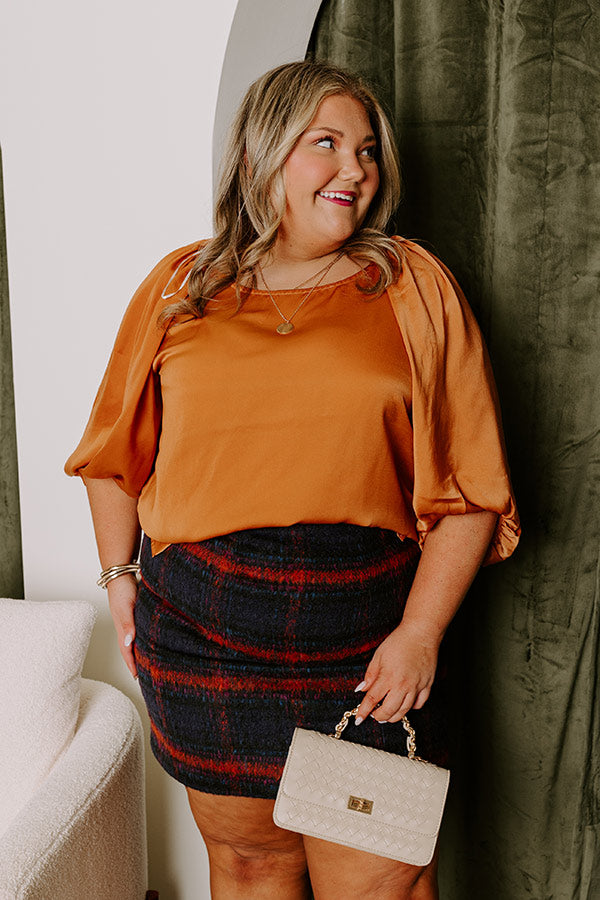 Premium Rust Curves Shift Top - Effortless Elegance