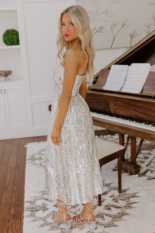 Ultimate Sparkle Sequin Midi Dress in Champagne - Perfect for Special Occasions