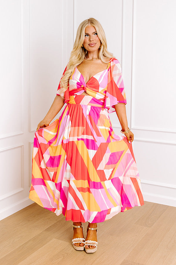 Ultimate Sunshine & Sorbet Pleated Midi Dress