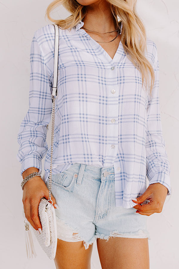 Premium Blue Plaid Button-Up Top - True Intention Collection