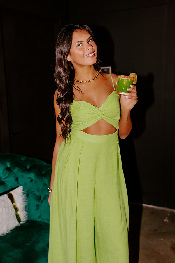 Premium Lush & Luxe Cut Out Jumpsuit - Lime Elegance