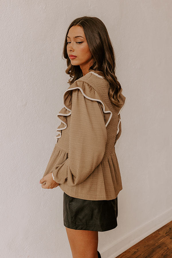 Premium Taupe Ruffle Party Top - Ultimate Style Upgrade
