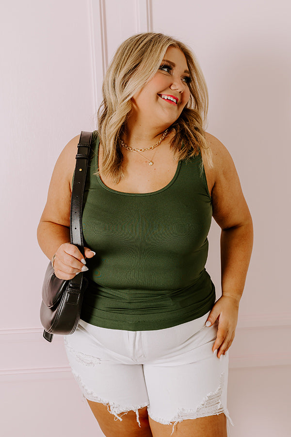 Premium Seamless Plus Size Tank - Hunter Green | Ultimate Comfort & Style