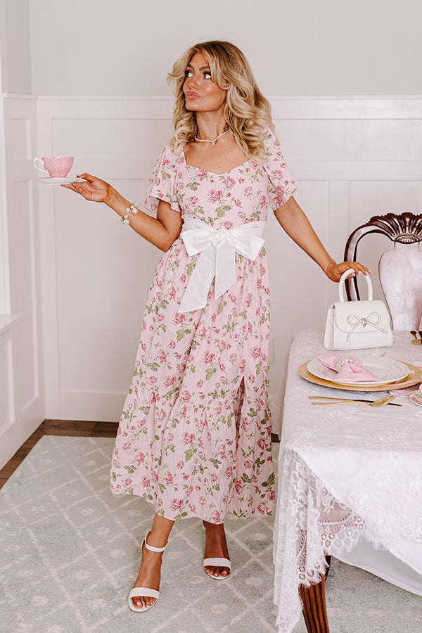 Premium Garden Elegance Floral Midi Dress