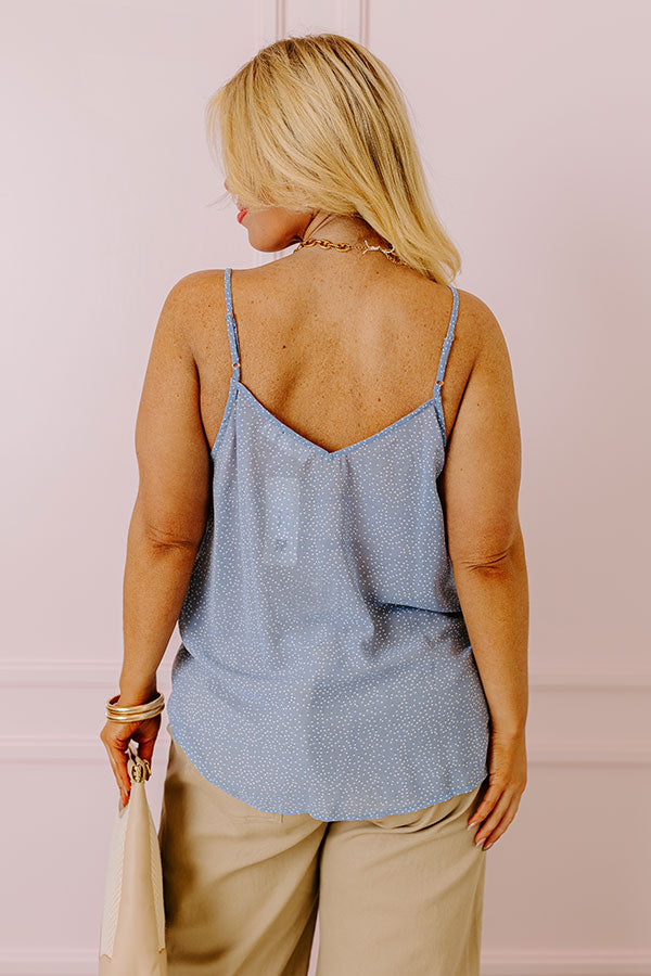 Premium Polka Dot Tank Top in Airy Blue - Plus Size Curves Collection