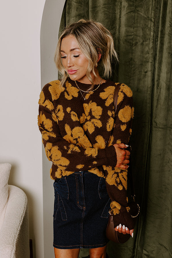 Premium Cocoa Bomb Floral Knit Sweater - Ultimate Cozy Style