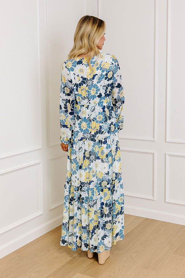 Premium Seas The Moment Floral Maxi Dress in Sky Blue