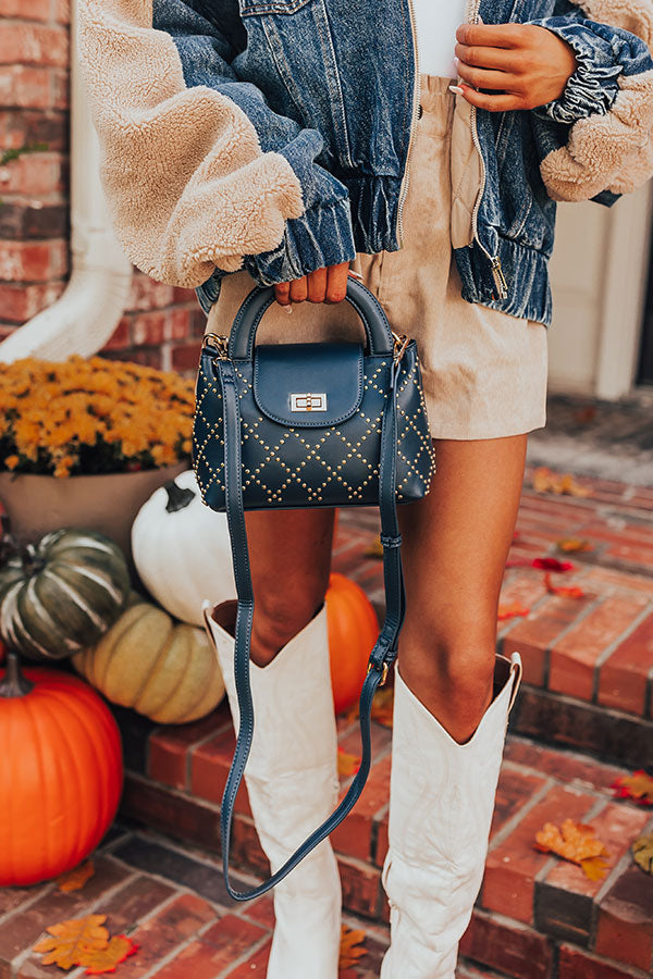 Premium Navy Faux Leather Studded Purse - Ultimate Style Upgrade