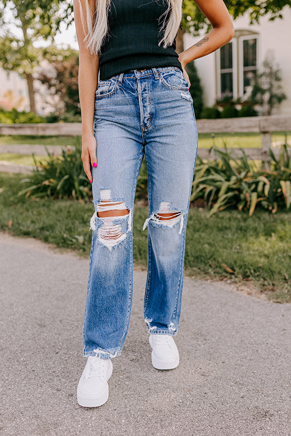 Premium Casey High Waist Distressed Straight Jeans - Ultimate Casual Style