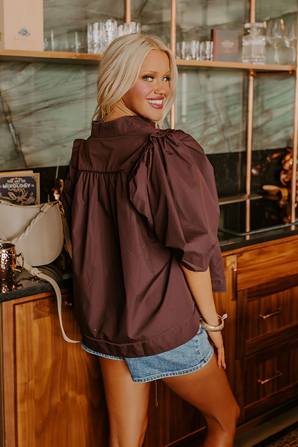 Premium Paris Nights Button-Up Top in Windsor Wine