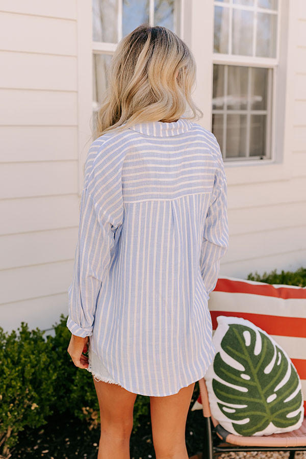 Premium Sky Blue Striped Button-Up Shirt