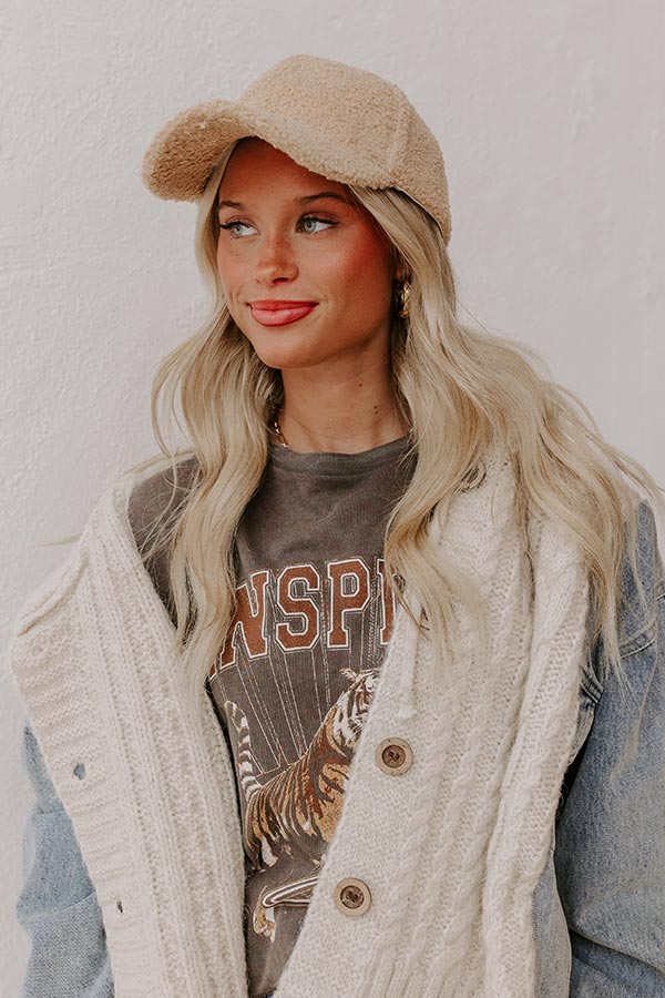 Premium Sherpa Baseball Cap - Ultimate Cozy Style in Iced Latte