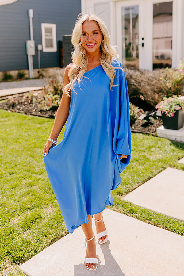 Premium Vacay Bound Asymmetrical Midi Dress