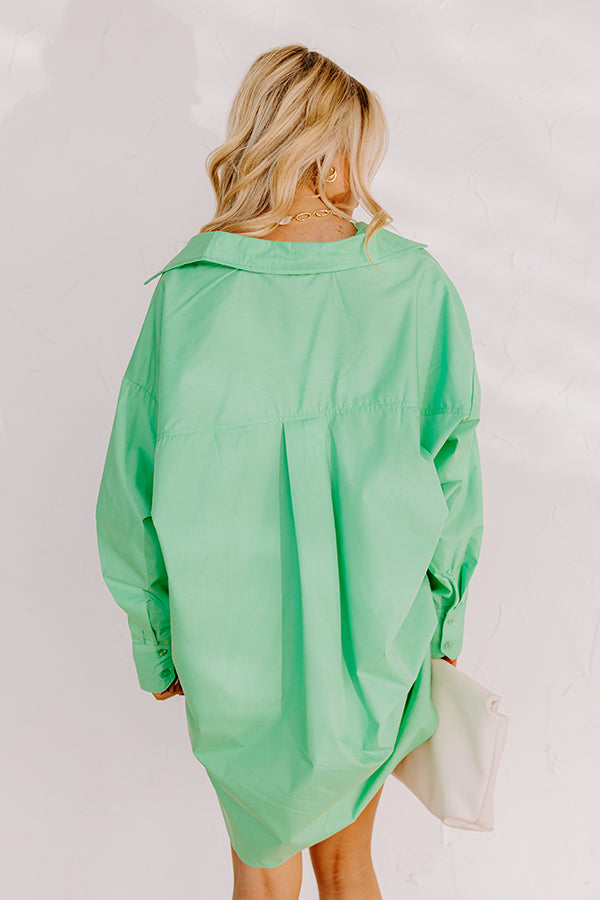 Premium Urban Adventures Oversized Button-Up Shirt in Vibrant Kelly Green