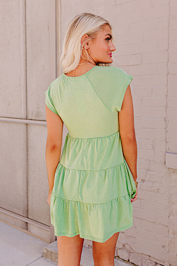 Premium Calm Retreat Babydoll Dress - Lime Green Chic