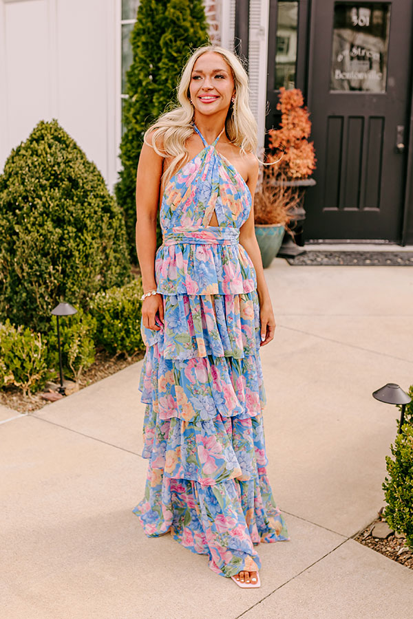 Ultimate Spring Gala Tiered Maxi Dress - Floral Chiffon Elegance