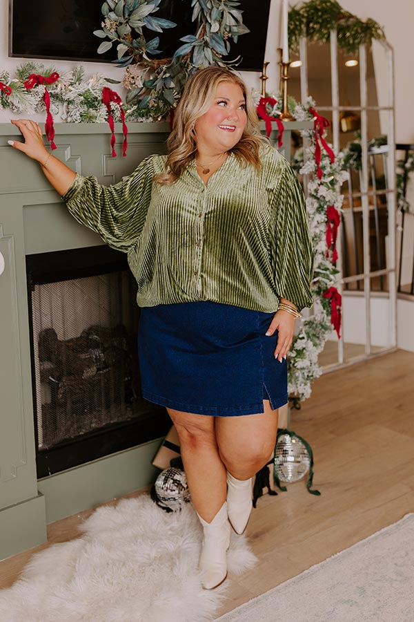 Premium Velvet Button-Up Curves Top - Fall Luxe Edition