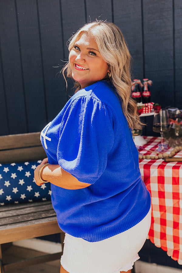 Premium USA Knit Sweater Top - Royal Blue Curves | Ultimate Comfort & Style