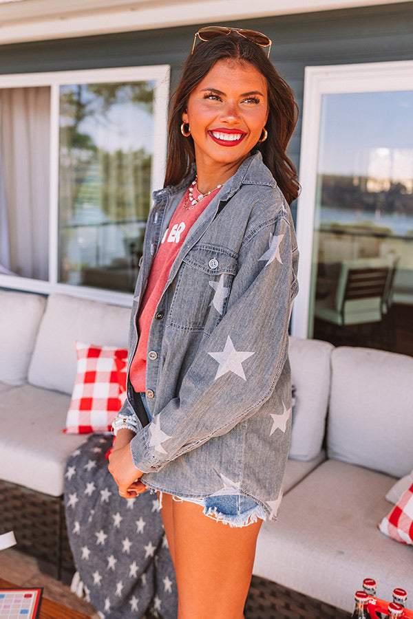 Premium Spirit Of '76 Star-Pattern Button-Up Shirt