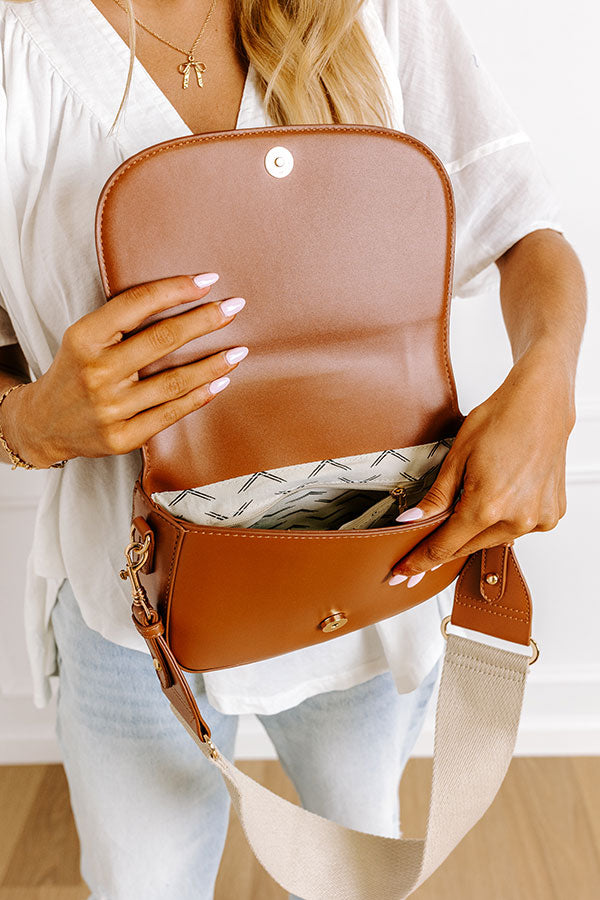 Premium Faux Leather Crossbody Bag in Cinnamon - Ultimate Style Companion