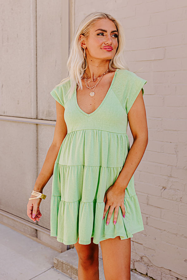 Premium Calm Retreat Babydoll Dress - Lime Green Chic