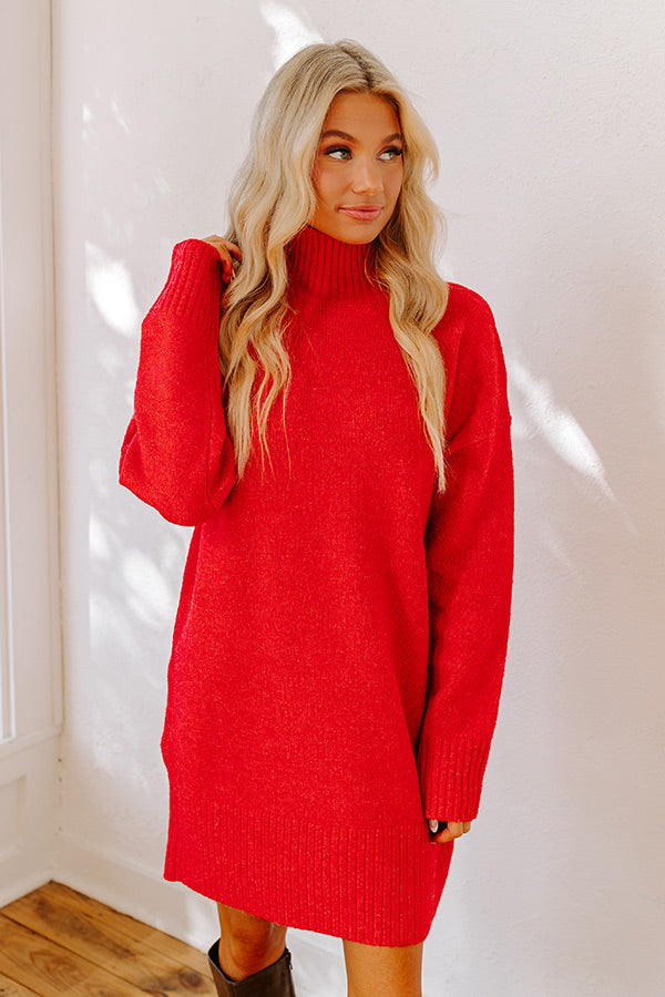 Premium Cozy Knit Sweater Dress - Ultimate Red Style