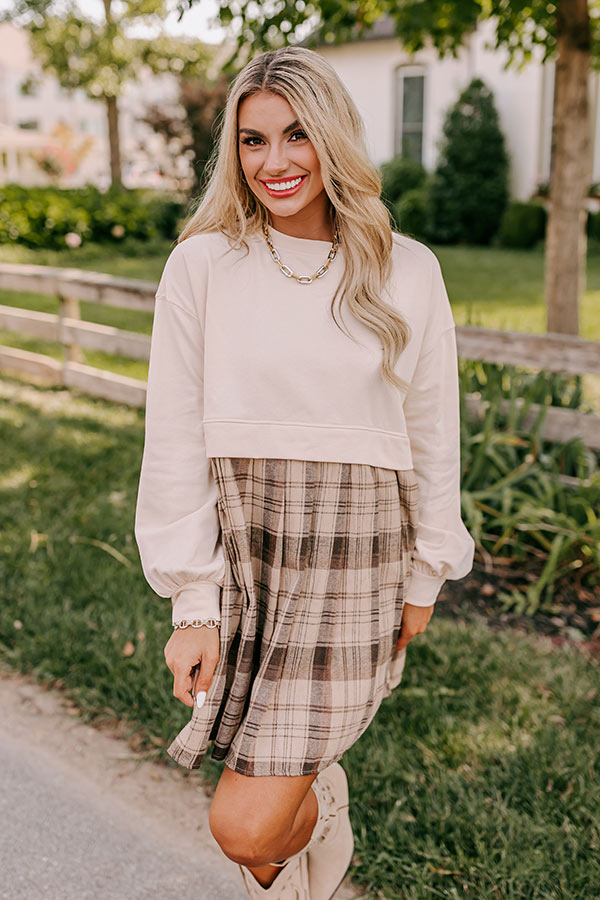 Premium French Vanilla Plaid Mini Dress - Ultimate Fall Style